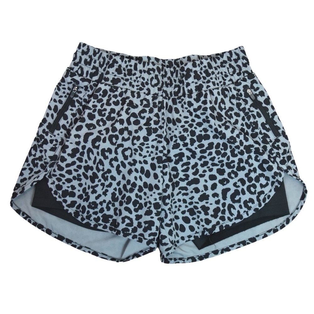 Avia Leopard Print 2 in 1 Running Shorts,‎ Black/Grey - Size XS (0-2)